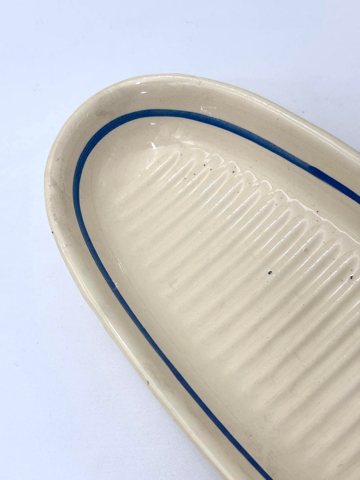 Blue faience soap dish