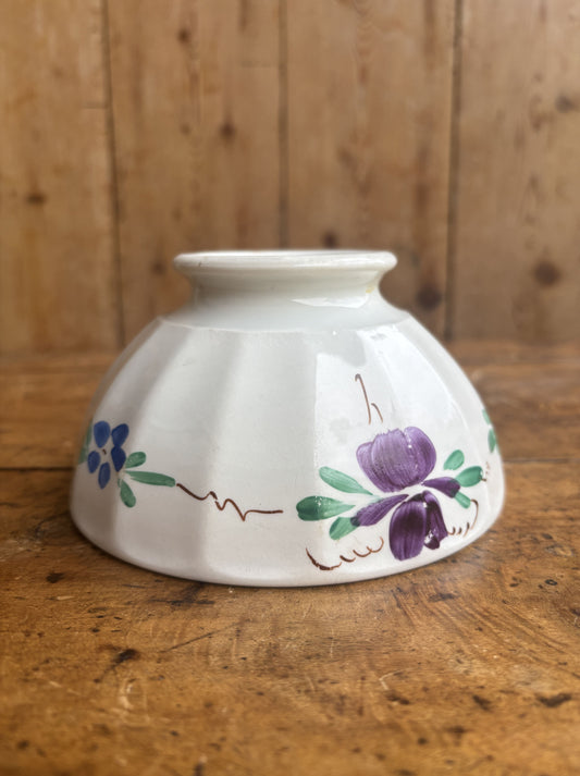 Bowl - Cafe au Lait bowl with purple and blue flowers