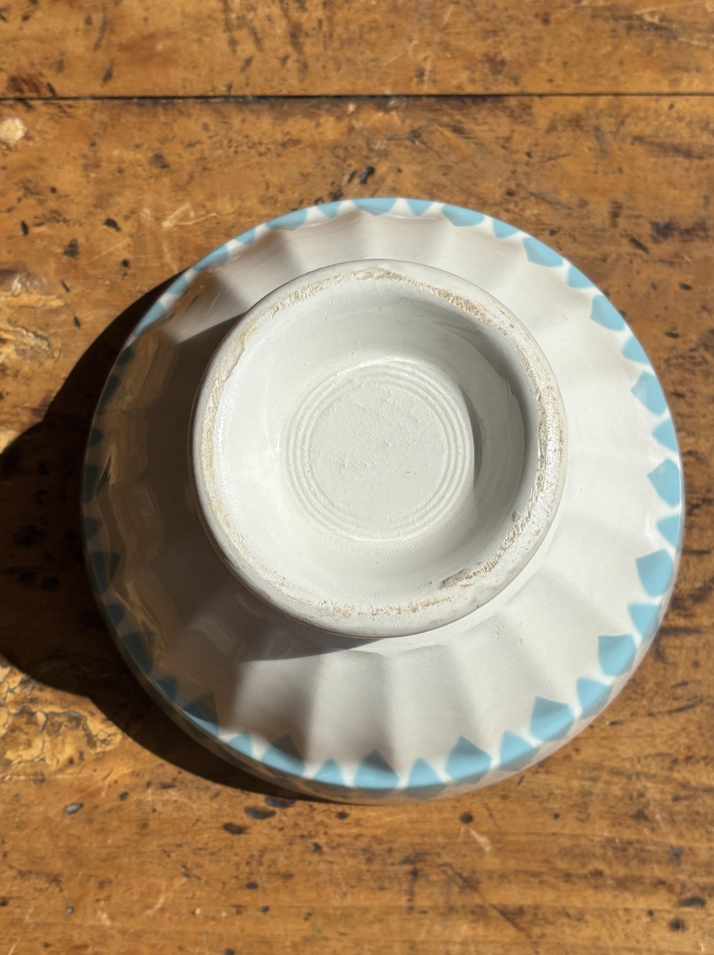 Cafe au lait bol med lyseblåt mønster