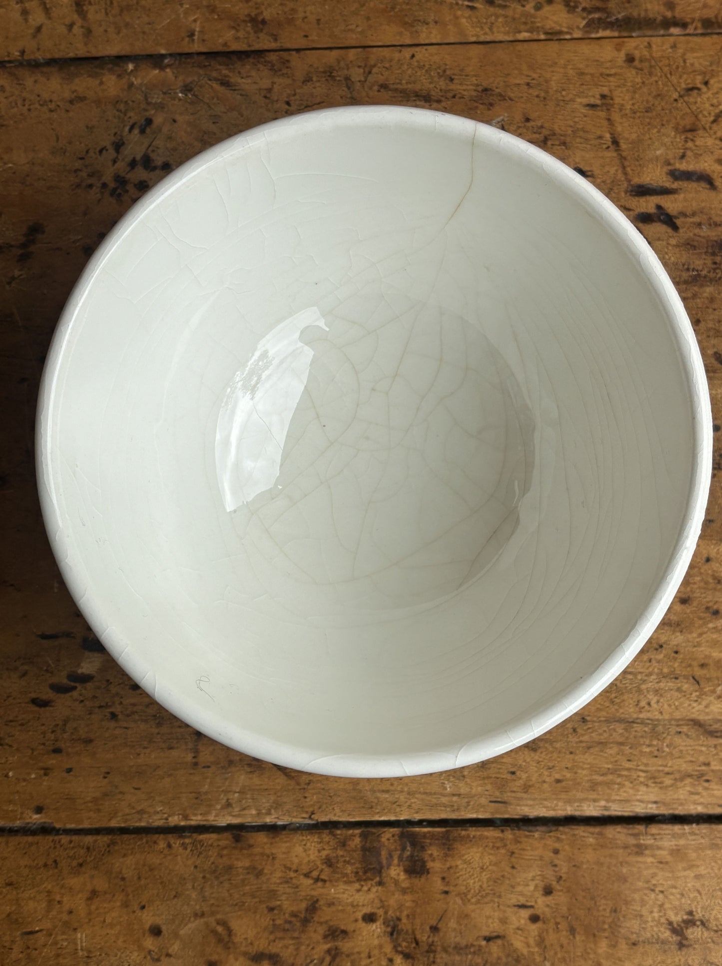 White French cafe au lait bowl with blue stripes