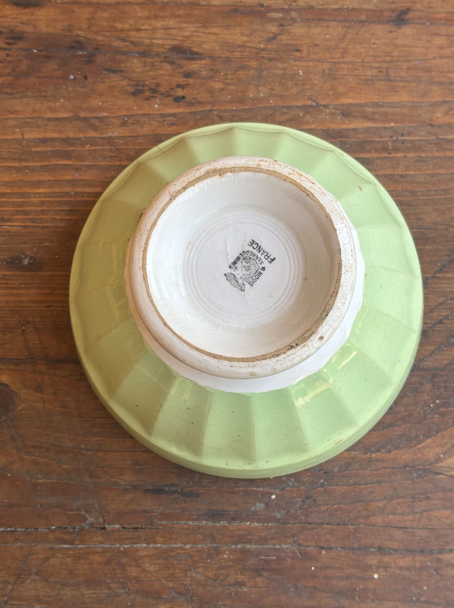 Digoin bol, light green and patinated