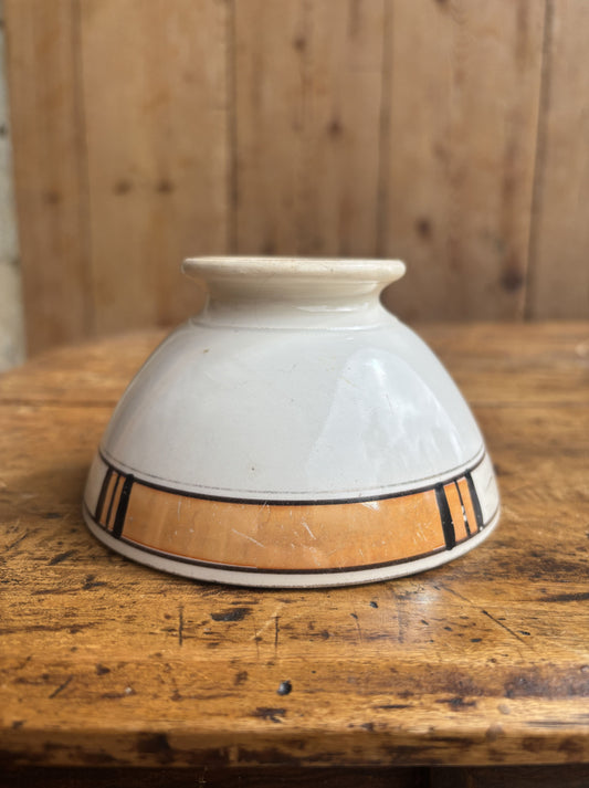 Digoin cafe au lait bowl with gold, black and flower pattern