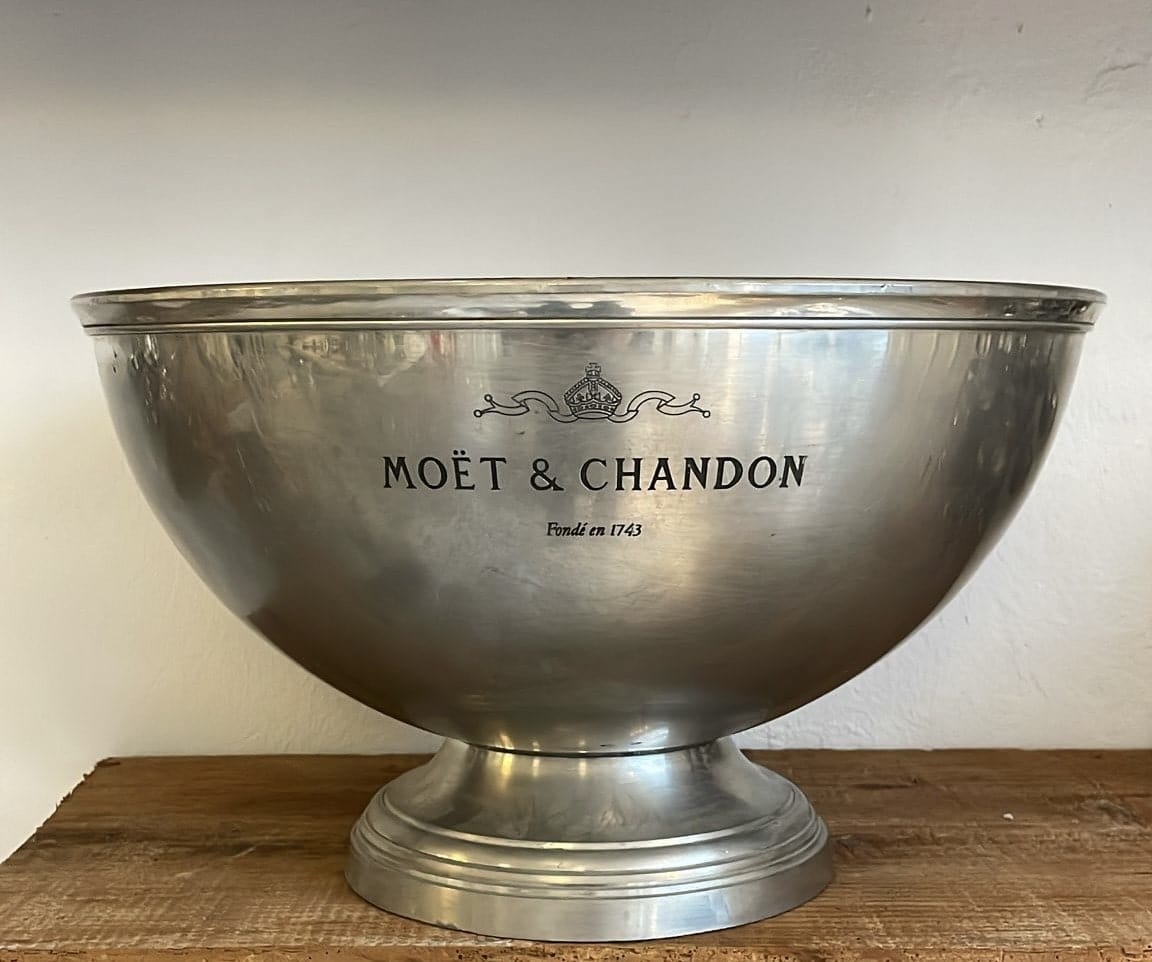 【大型】MOËT&CHANDON パブミラー ヴィンテージ イタリア製 Large pewter champagne cooler from Moët & Chandon – Fransk Brocante