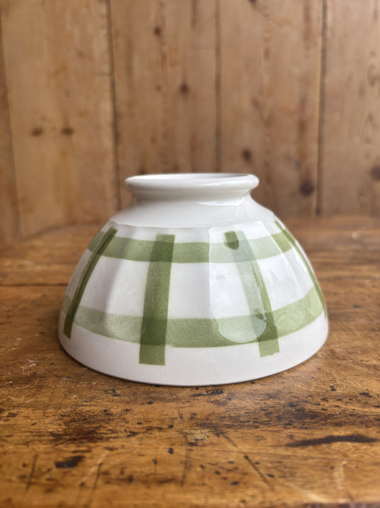 Cafe au lait bowl, green checkered pattern