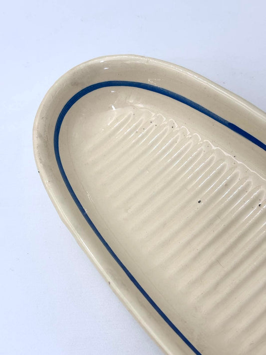 Blue faience soap dish