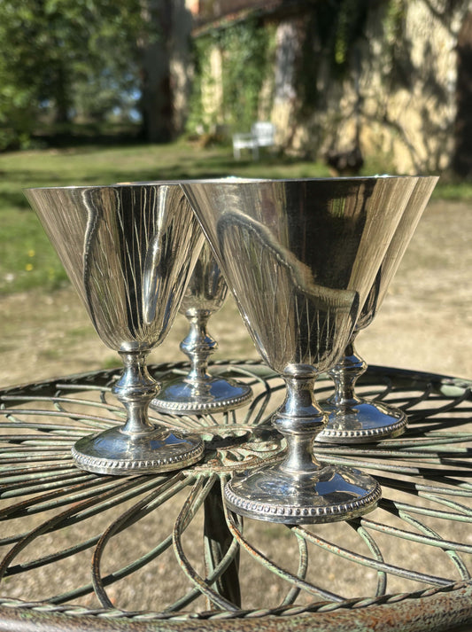 Isskål i pletsølv med perlekant - Fransk Brocante