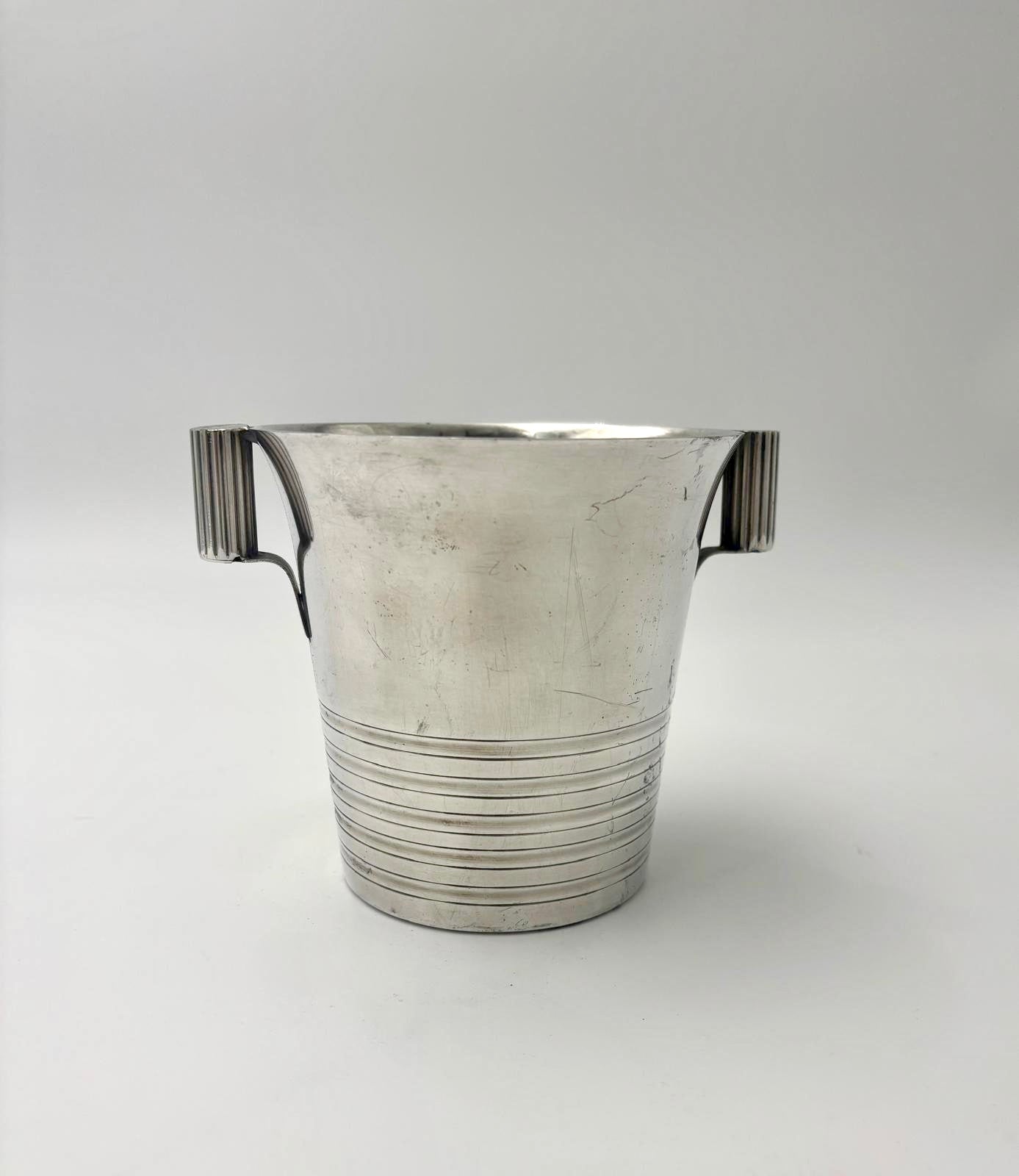 Art Deco isspand i pletsølv