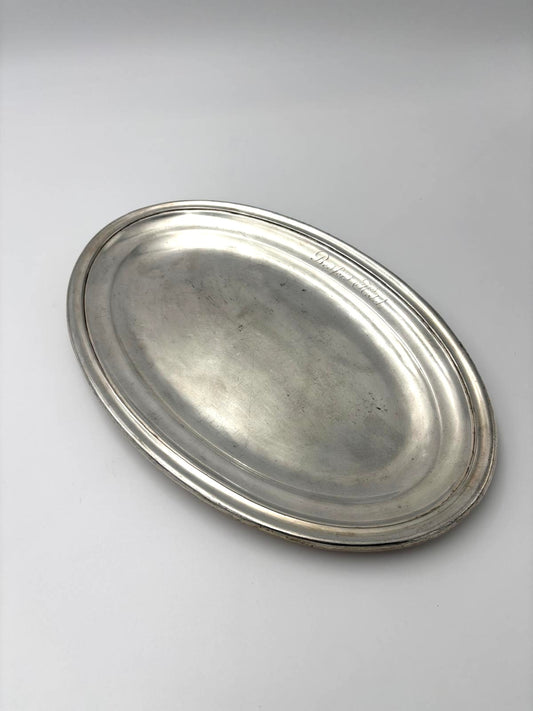 Ovalt serveringsfad i pletsølv