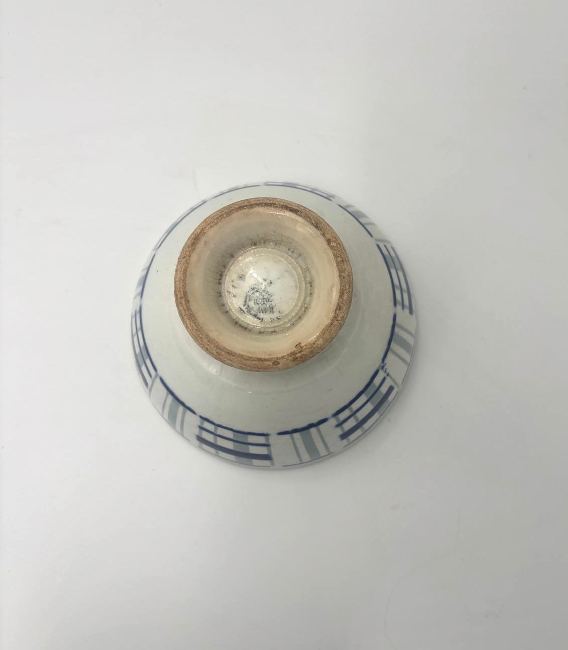 Cafe au lait skål med blåt mønster