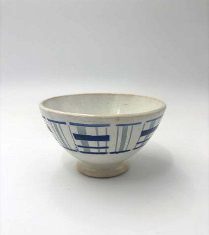 Cafe au lait skål med blåt mønster