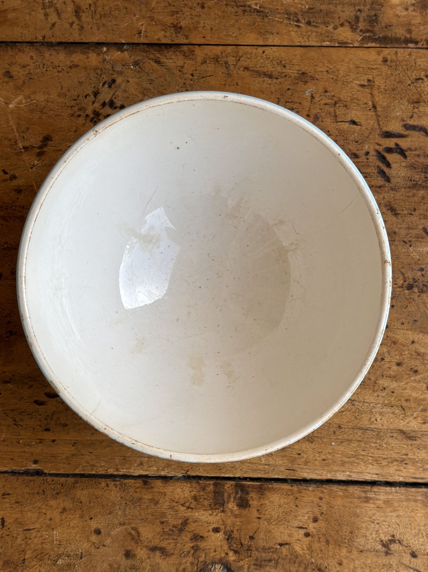 Cafe au lait bol (kaffeskål) - hvid med blå kant