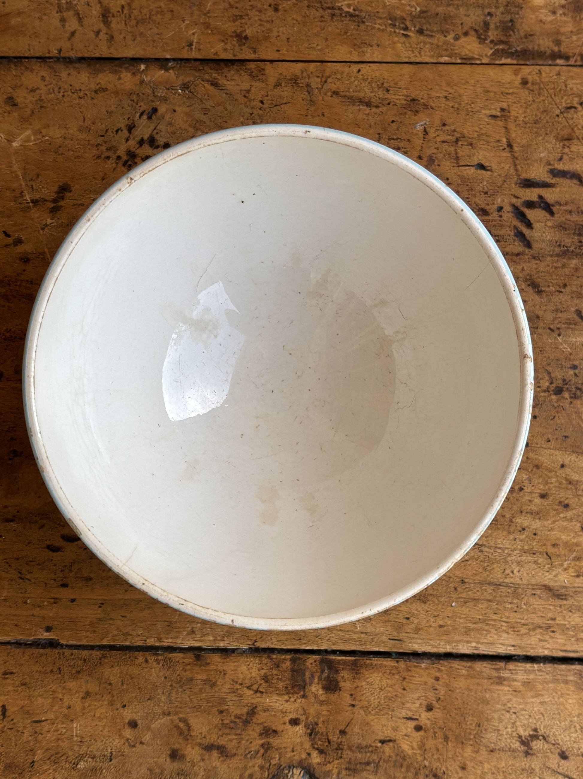 Cafe au lait bol (kaffeskål) - hvid med blå kant