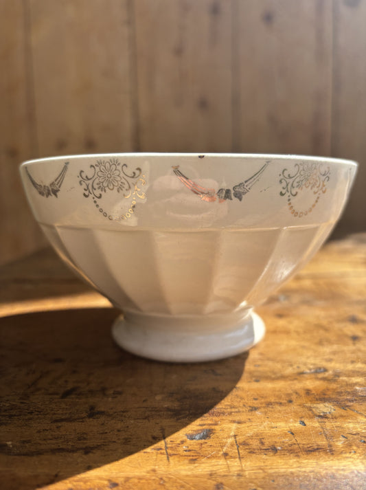 Cafe au lait bowl from Digoin with patterned rim