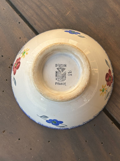 Cafe au lait kaffeskål fra Digoin med blomster - bund