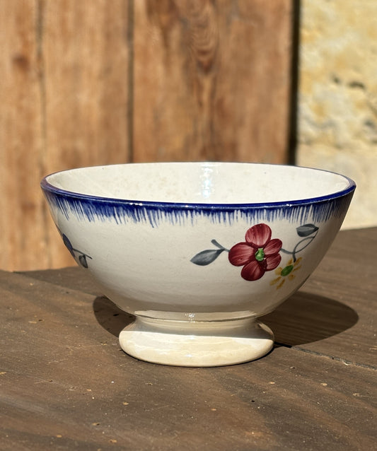 Cafe au lait kaffeskål fra Digoin med blomster - side