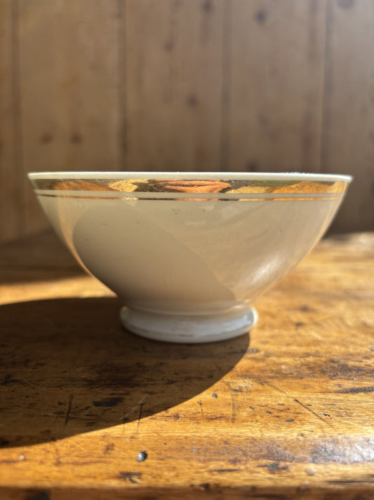 Cafe au lait bowl with gold stripe