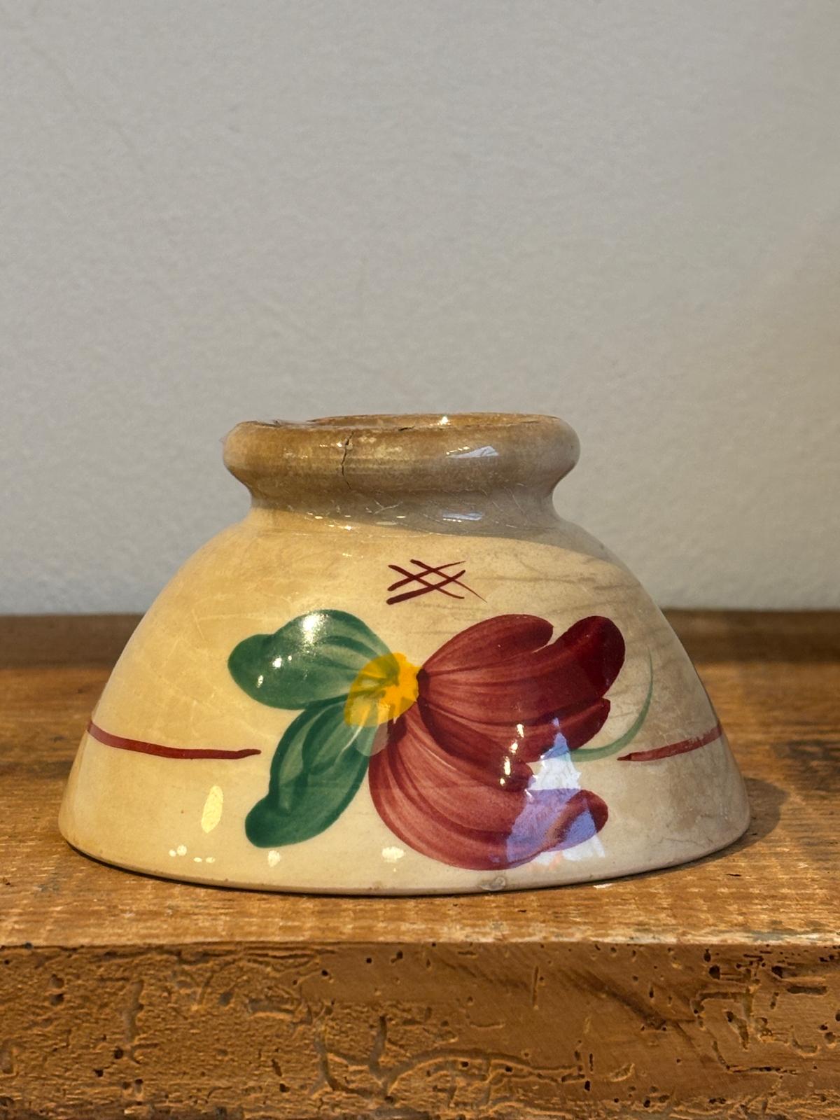 Lille Café au Lait skål - patineret med blomstermotiv