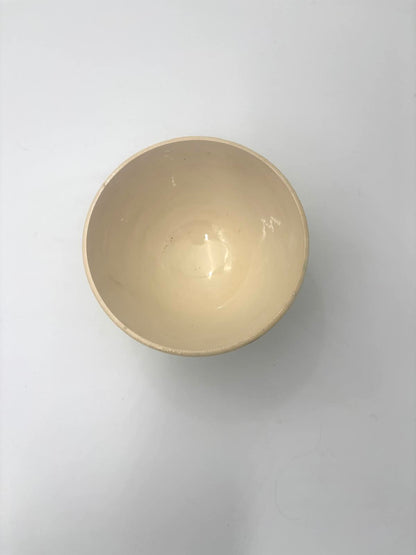 Cafe au lait skål med retrolinjer i orange og brun