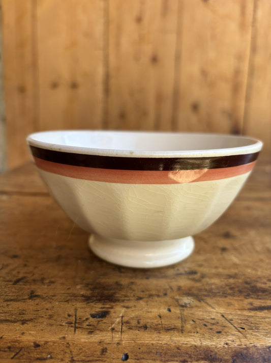 Cafe au lait bowl (coffee bowl/bowl) with pink stripe