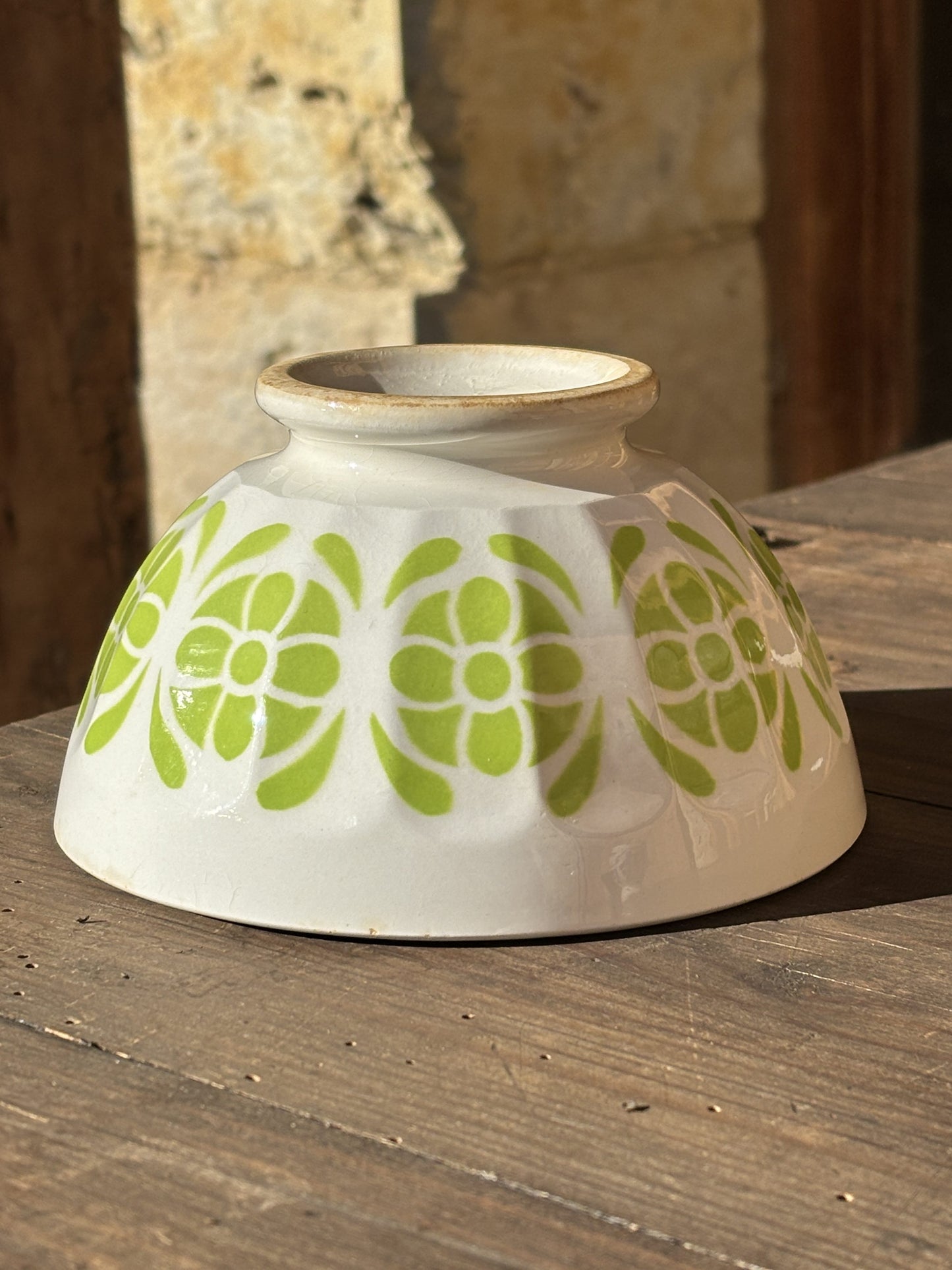 Cafe au Lait kaffeskål (bol) fra Sarreguemines med grønt mønster - bund