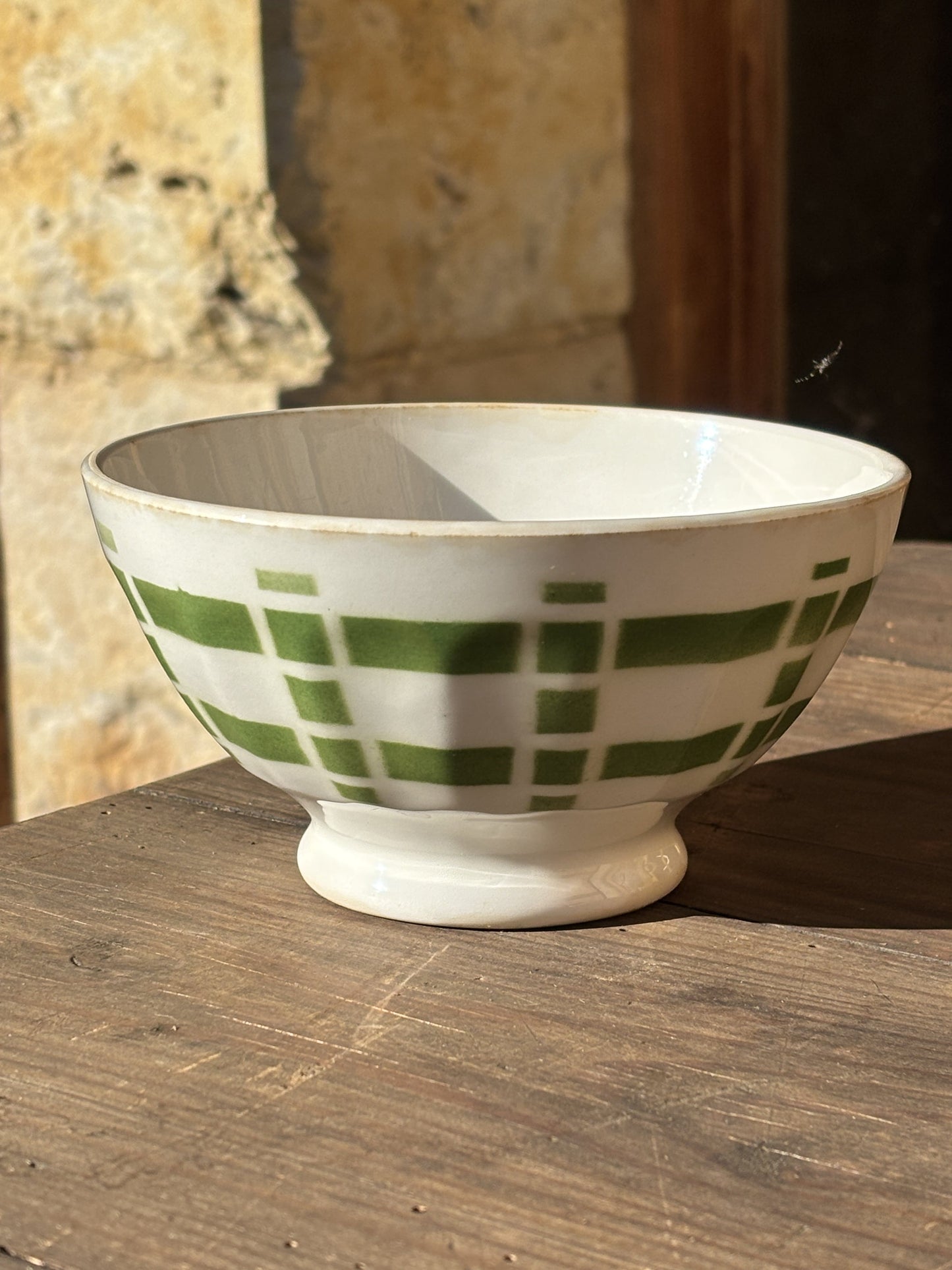 Cafe au Lait kaffeskål (bol) fra Sarreguemines i grønt tern