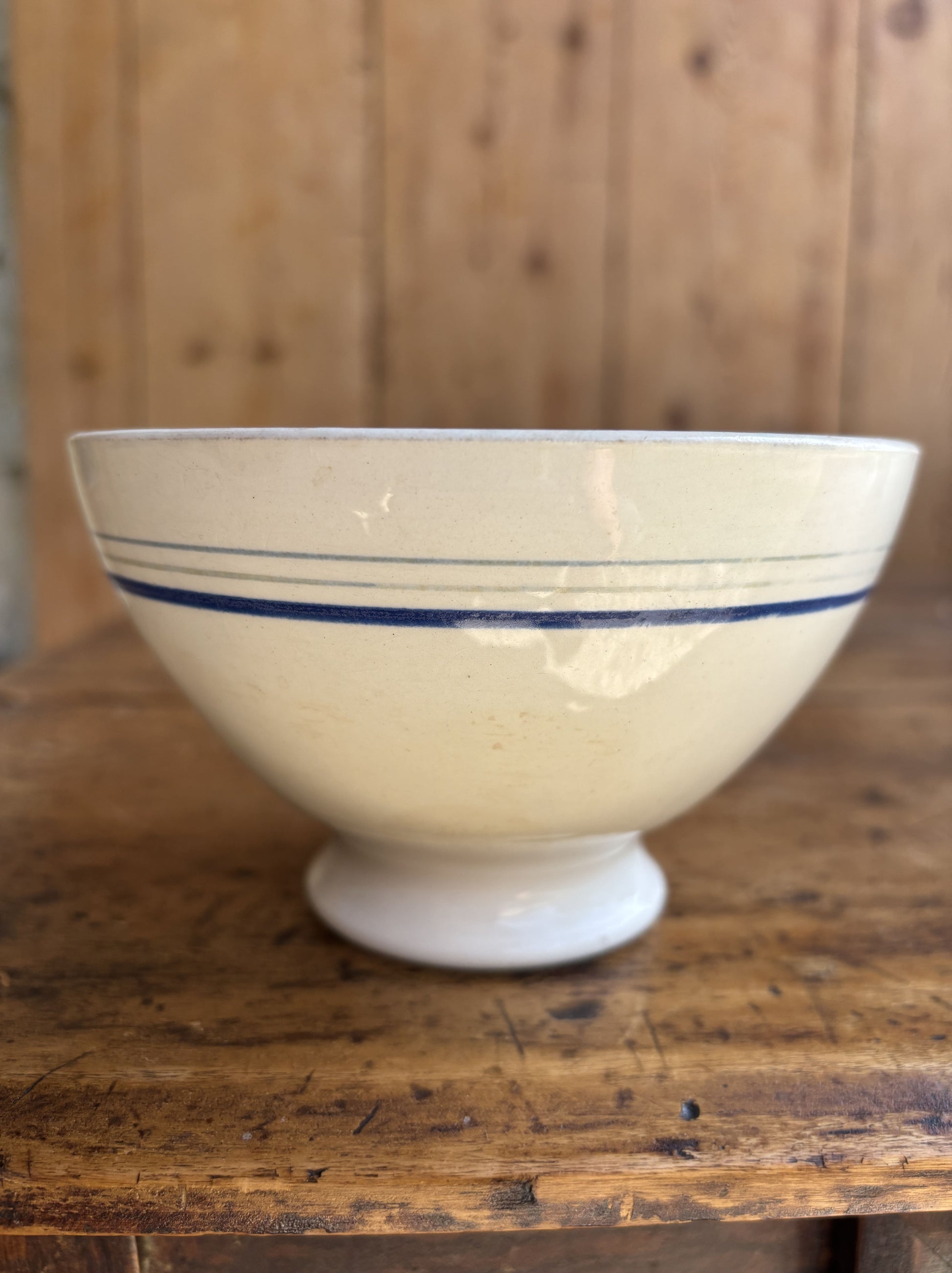 Cafe au lait bol (kaffeskål) - St. Amand, blå og grå striber
