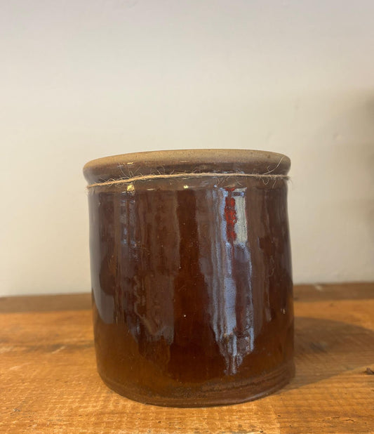 Brun glaseret krukke, 11,5 cm