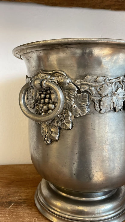 Champagne cooler in pewter with vines