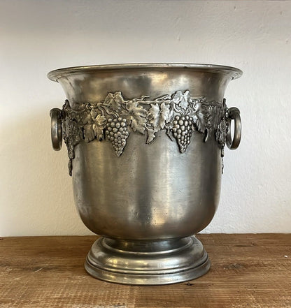 Champagne cooler in pewter with vines 