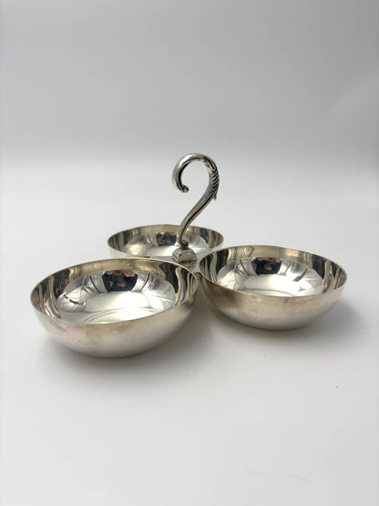 Coupelle i pletsølv med forhøjet håndtag