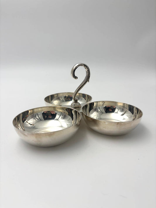 Coupelle i pletsølv med forhøjet håndtag