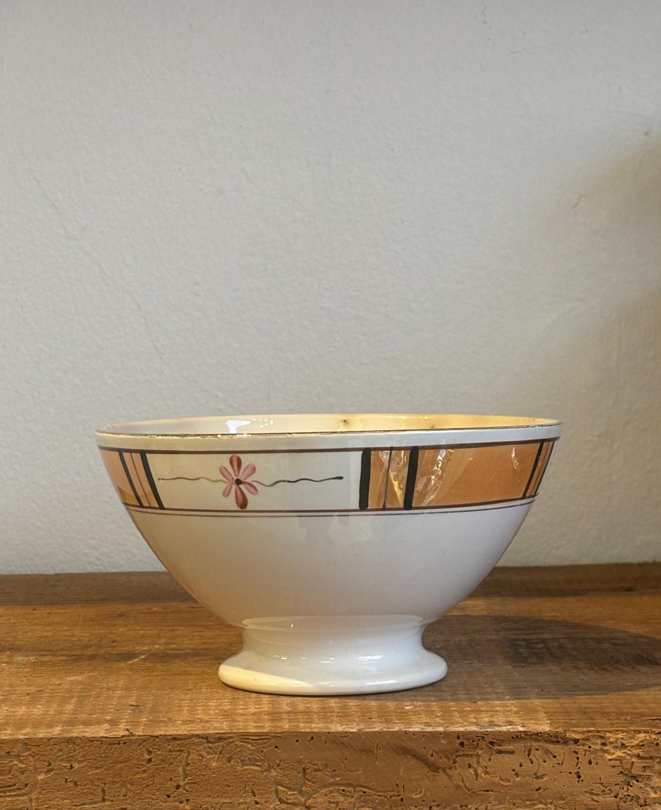 Digoin cafe au lait skål med guld mønster