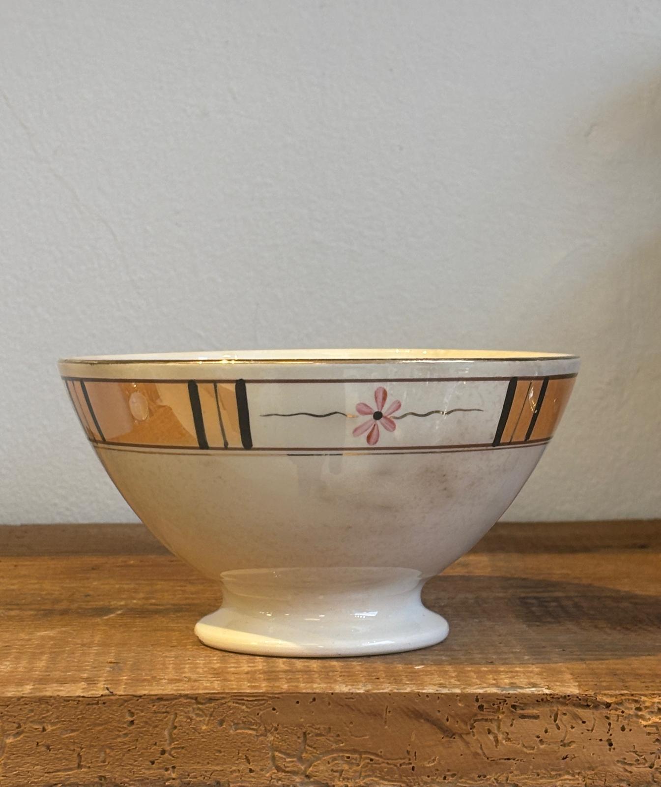 Digoin cafe au lait skål med guld mønster