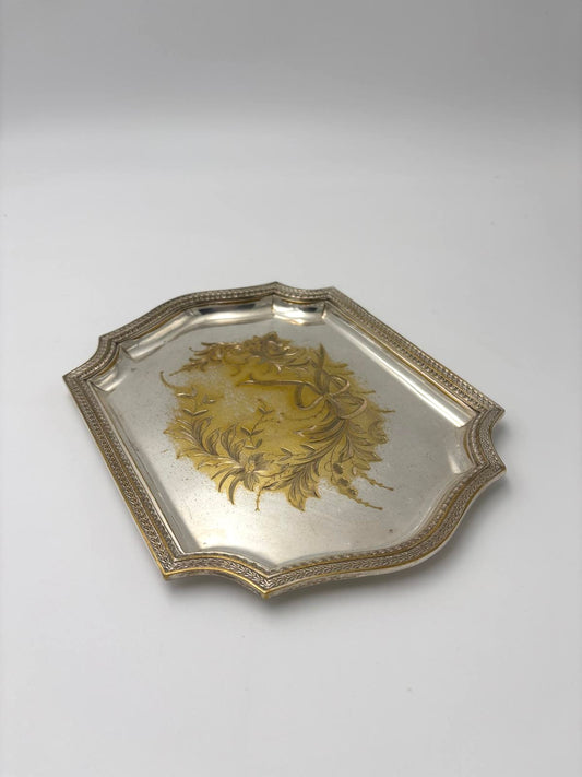 Silver-plated patinated tray