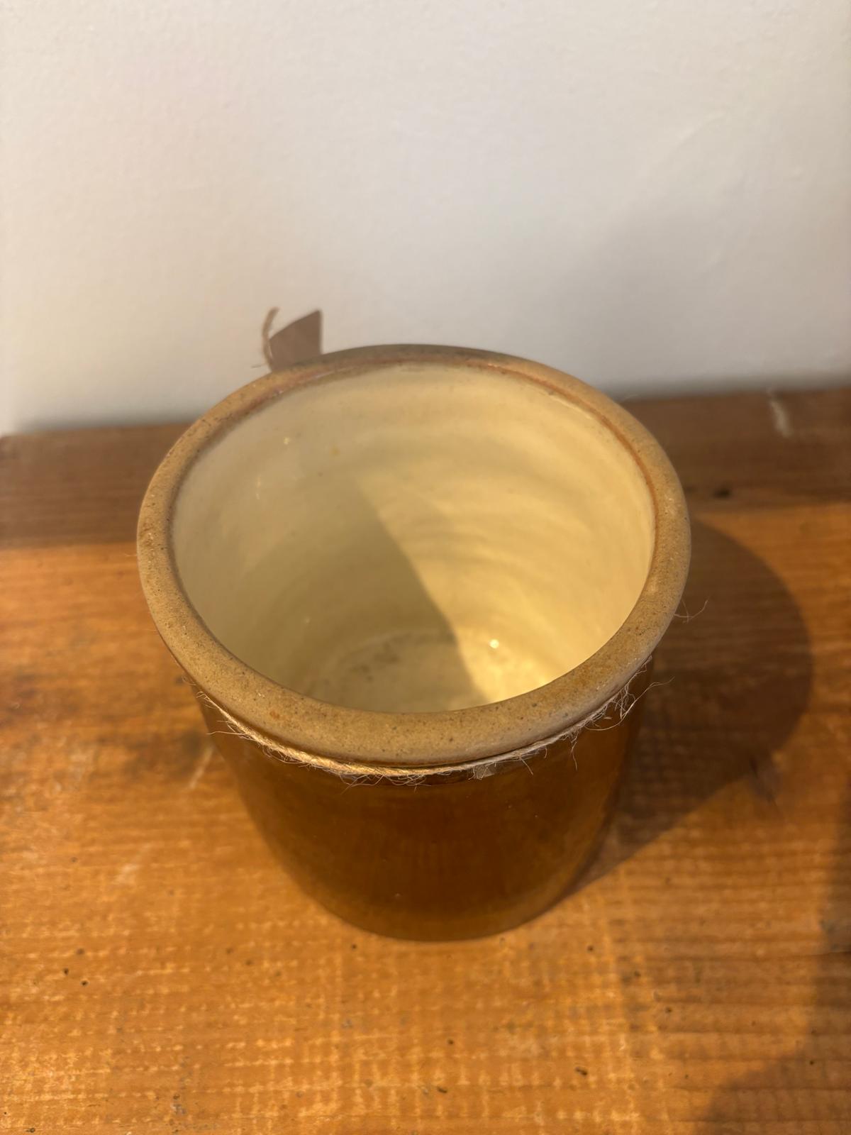 Brun glaseret krukke, 11,5 cm