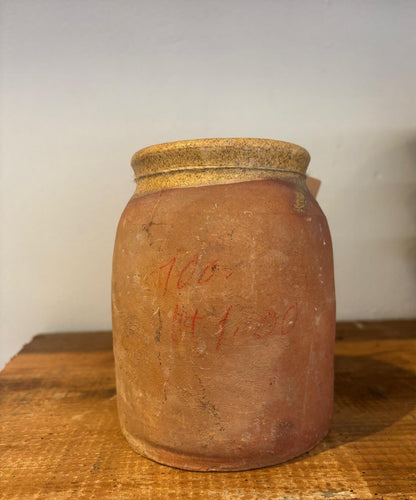 Lerkrukke med smuk patina, 15 cm