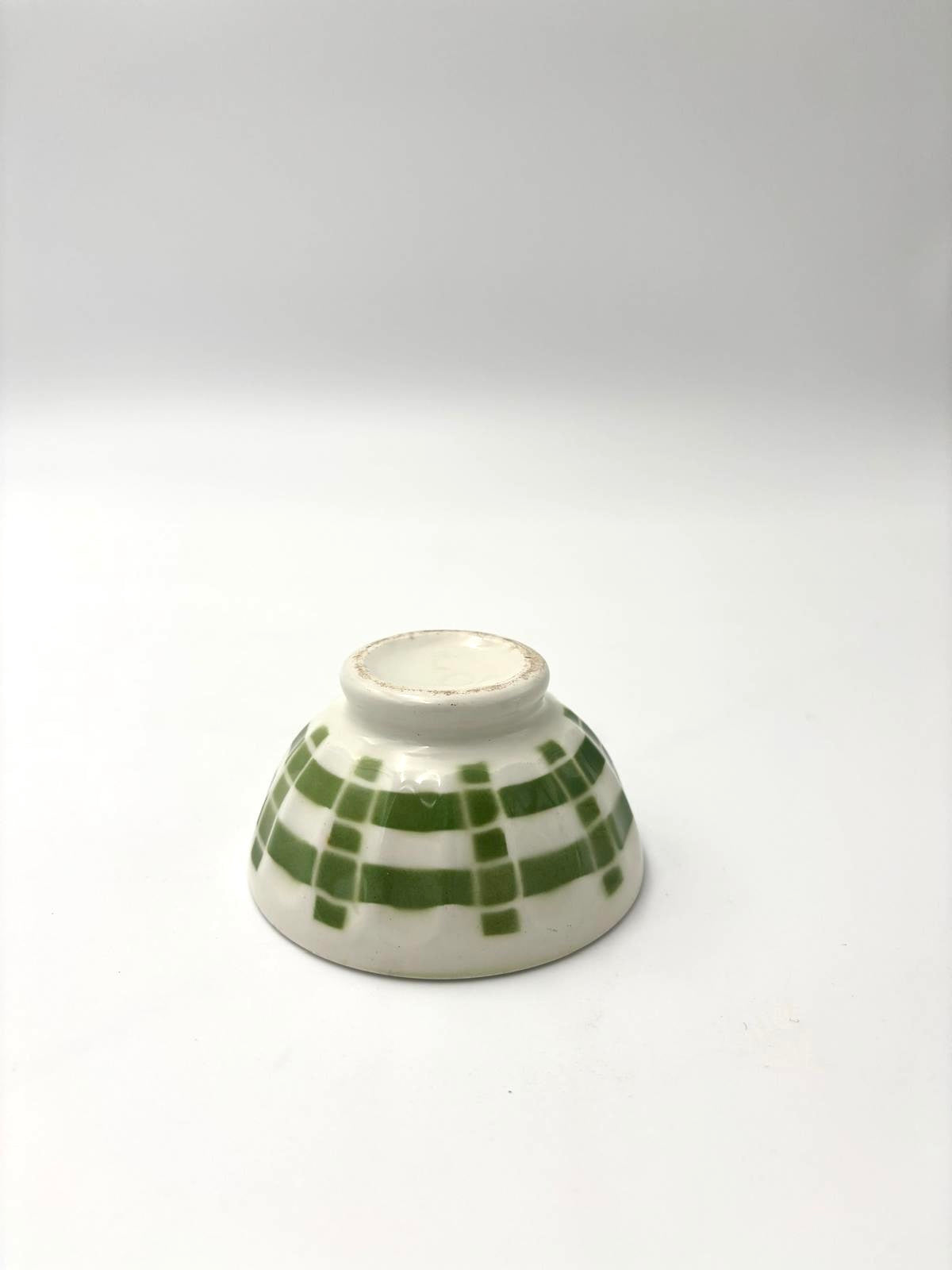 Bol / Cafe au lait kaffeskål i grønt ternet mønster