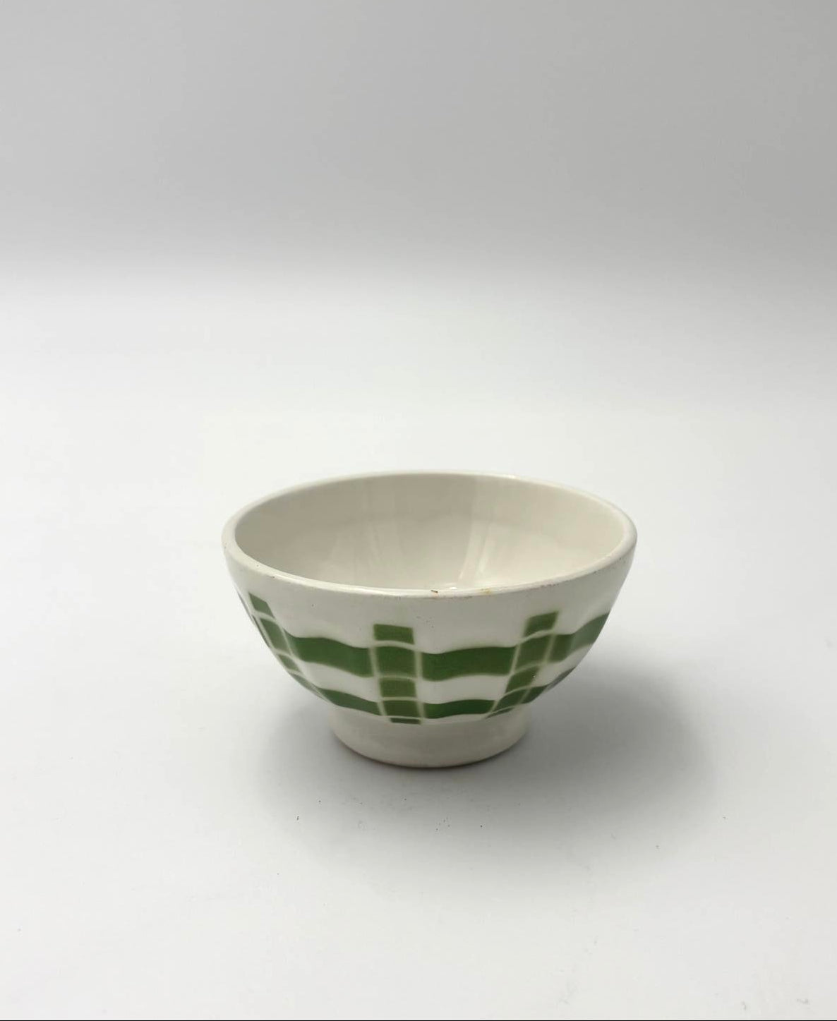 Bol / Cafe au lait kaffeskål i grønt ternet mønster