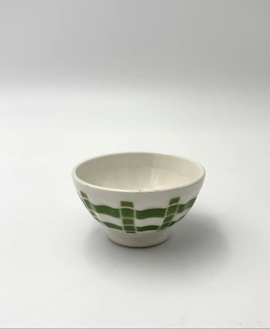 Bol / Cafe au lait kaffeskål i grønt ternet mønster