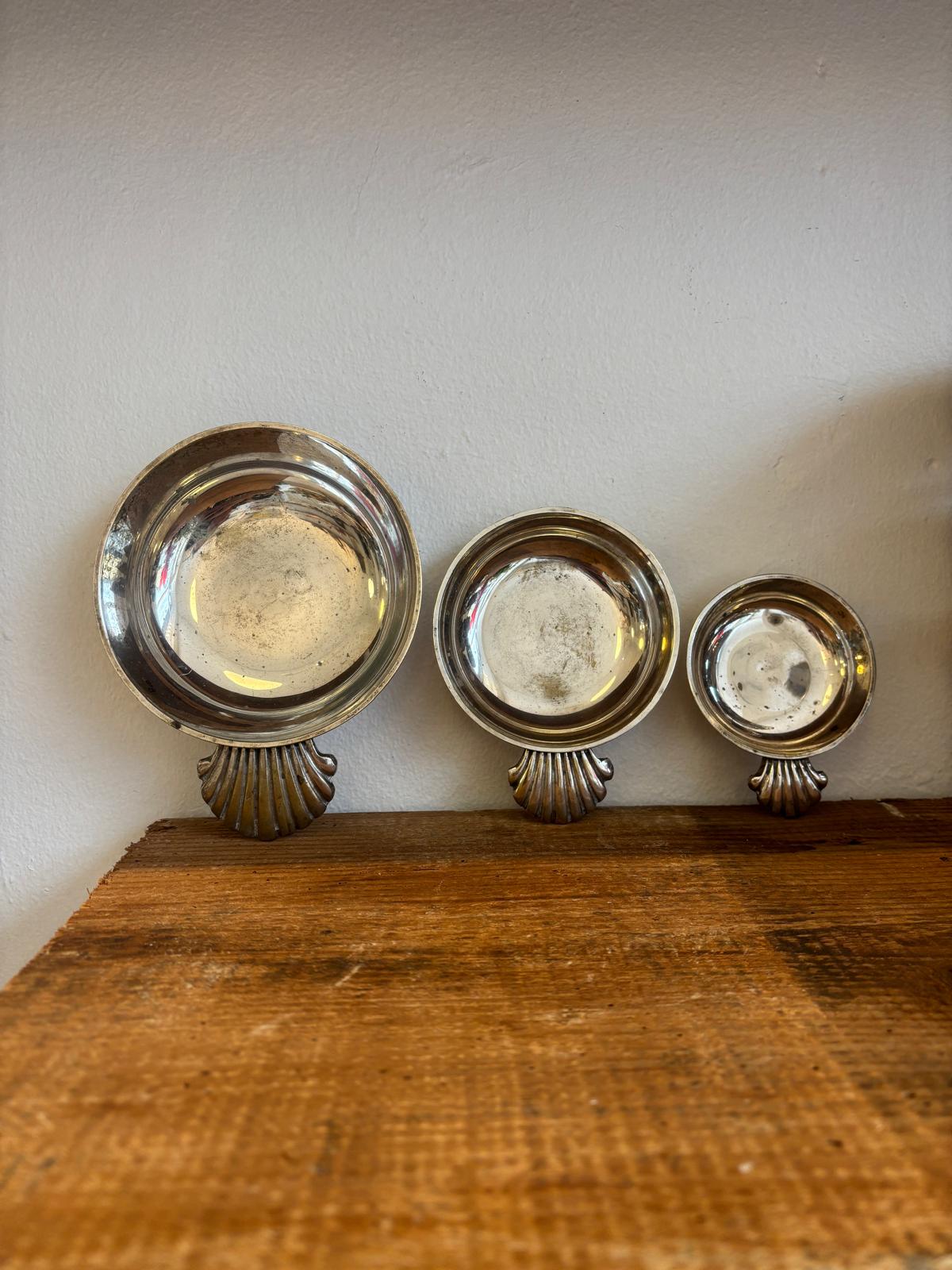 Muslingeskåle i sæt af 3 forsølvet