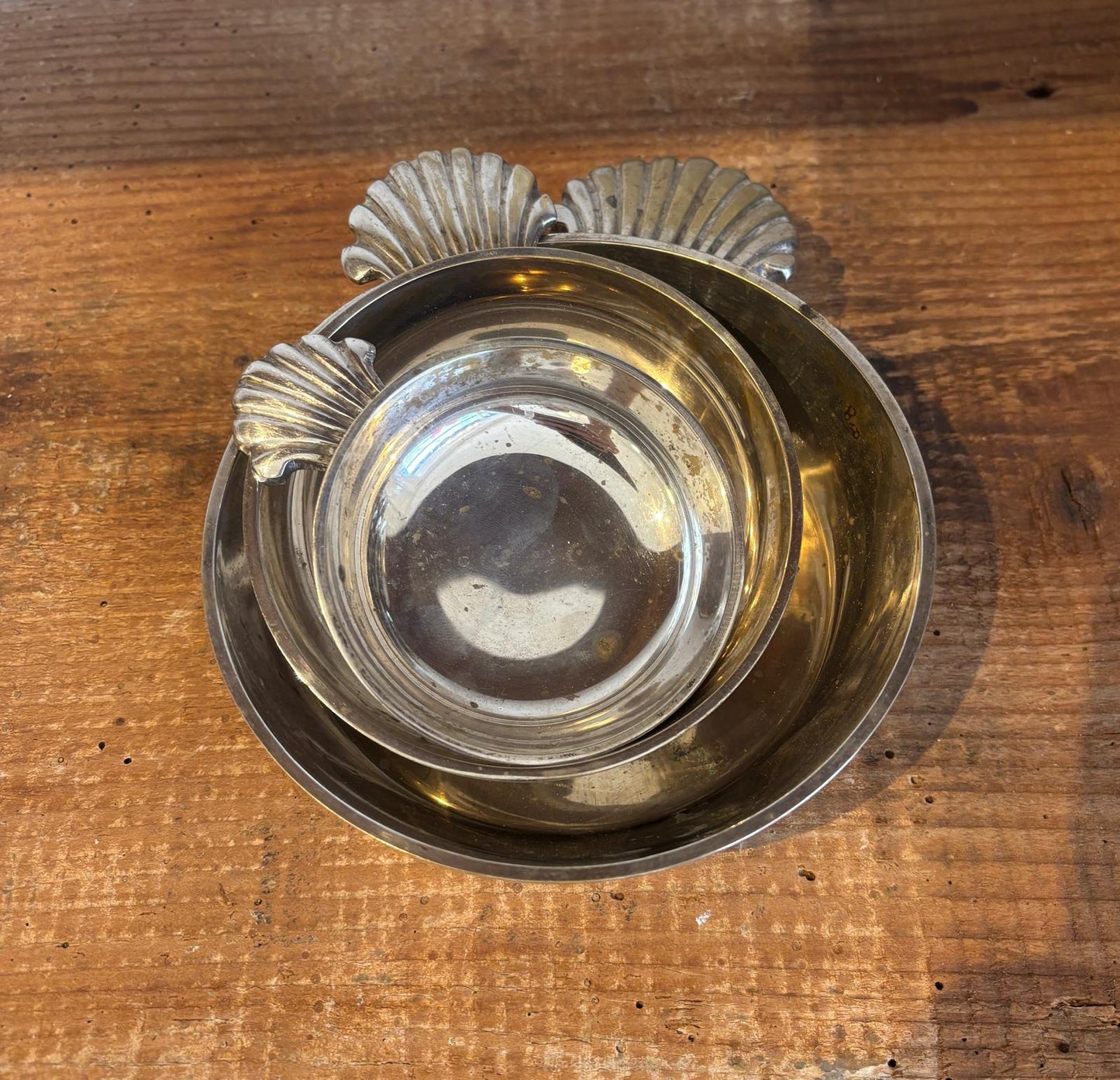 Muslingeskåle i sæt af 3 forsølvet