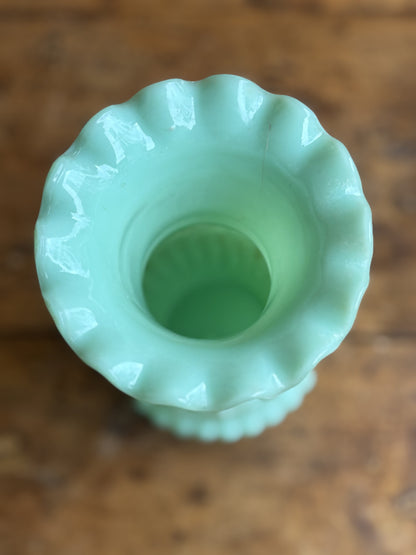 Mint green opal vase - top