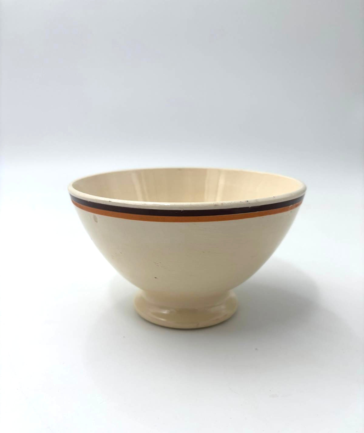 Café au lait bowl - orange and brown stripes