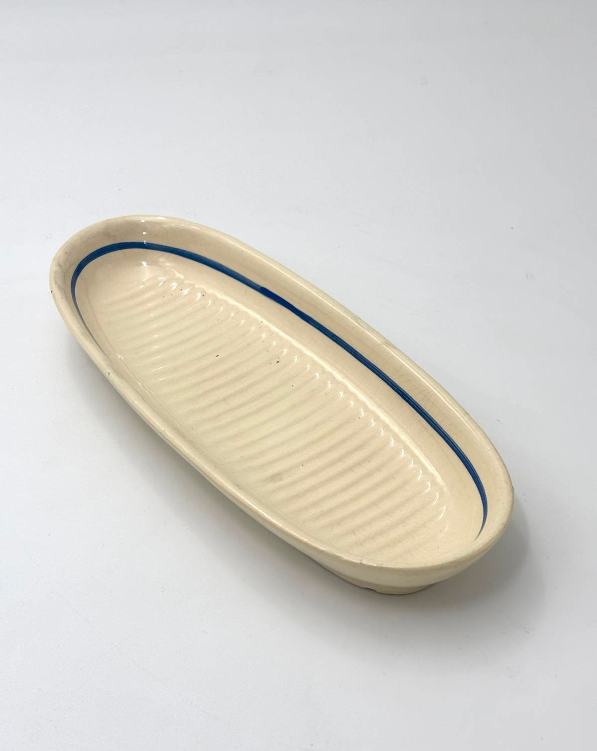 Blue faience soap dish
