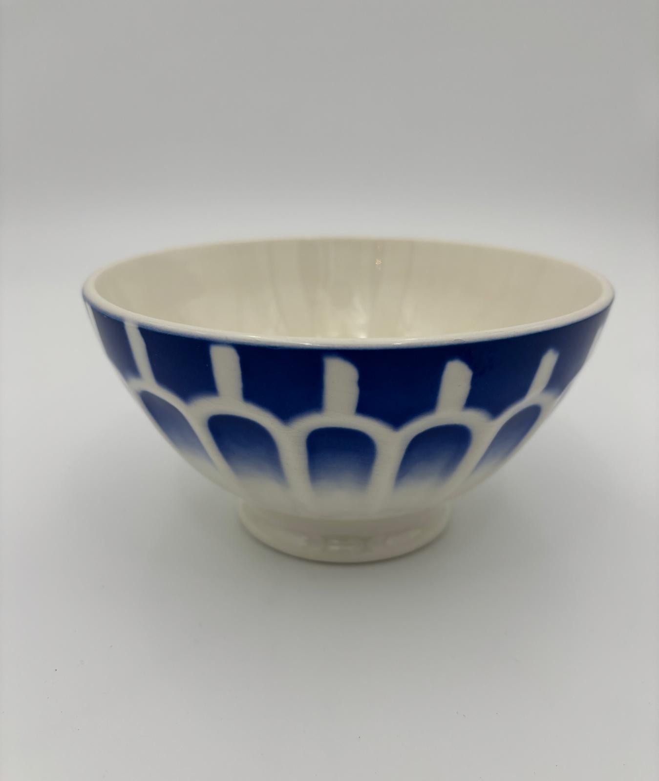 Blå Sarreguemines café au lait skål (bol)