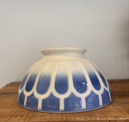 Stor fransk cafe au lait skål (bol) med blåt mønster