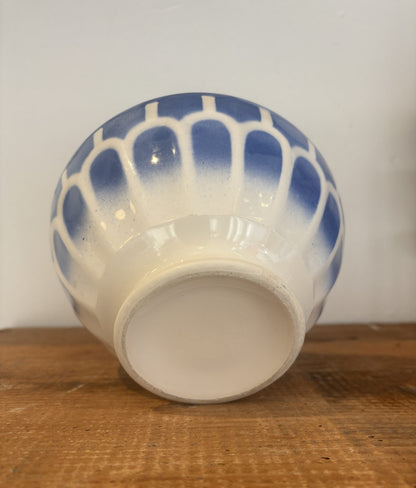 Stor fransk cafe au lait skål (bol) med blåt mønster